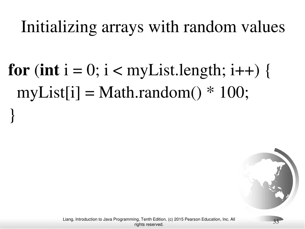 initializing arrays with random values