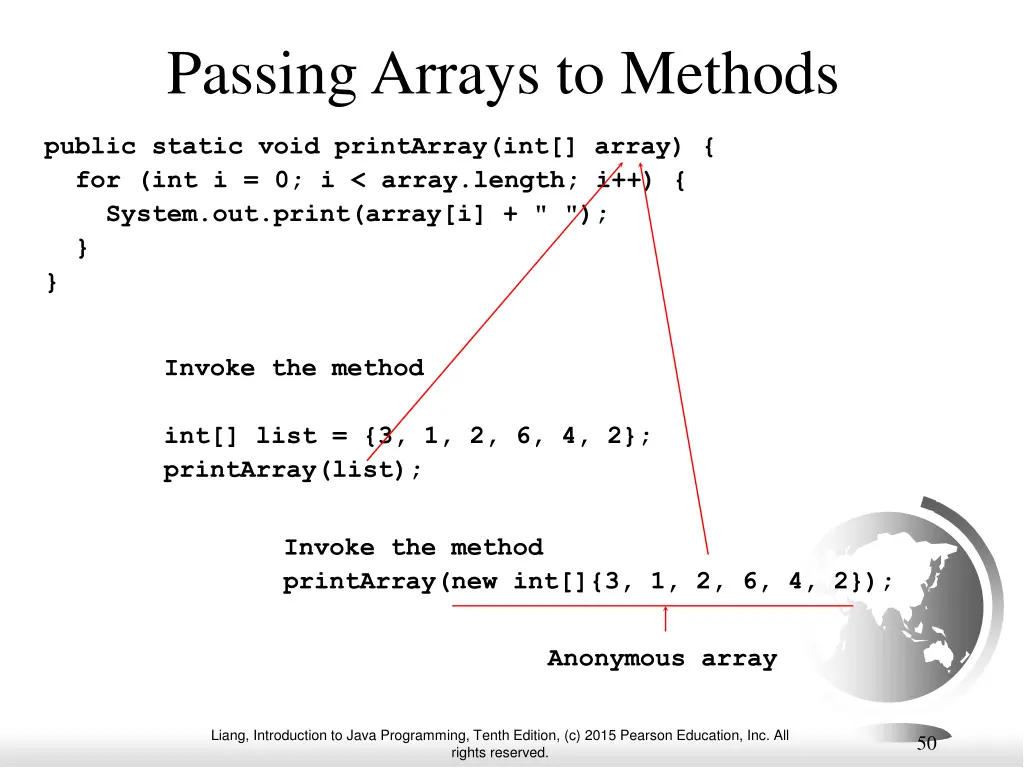 passing arrays to methods