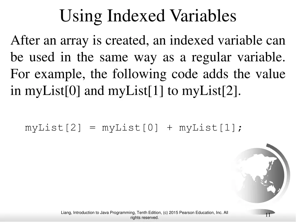 using indexed variables after an array is created