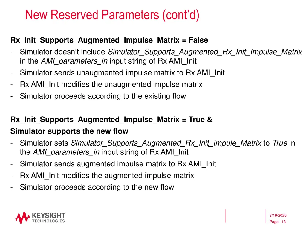 new reserved parameters cont d
