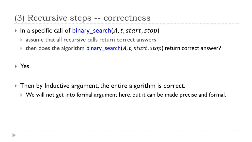 3 recursive steps correctness