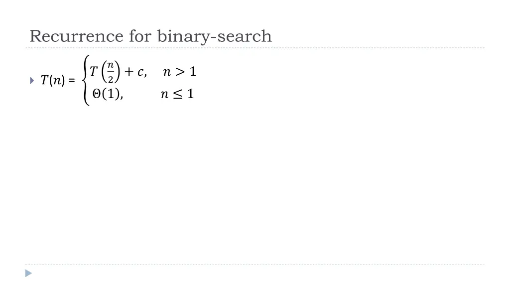 recurrence for binary search