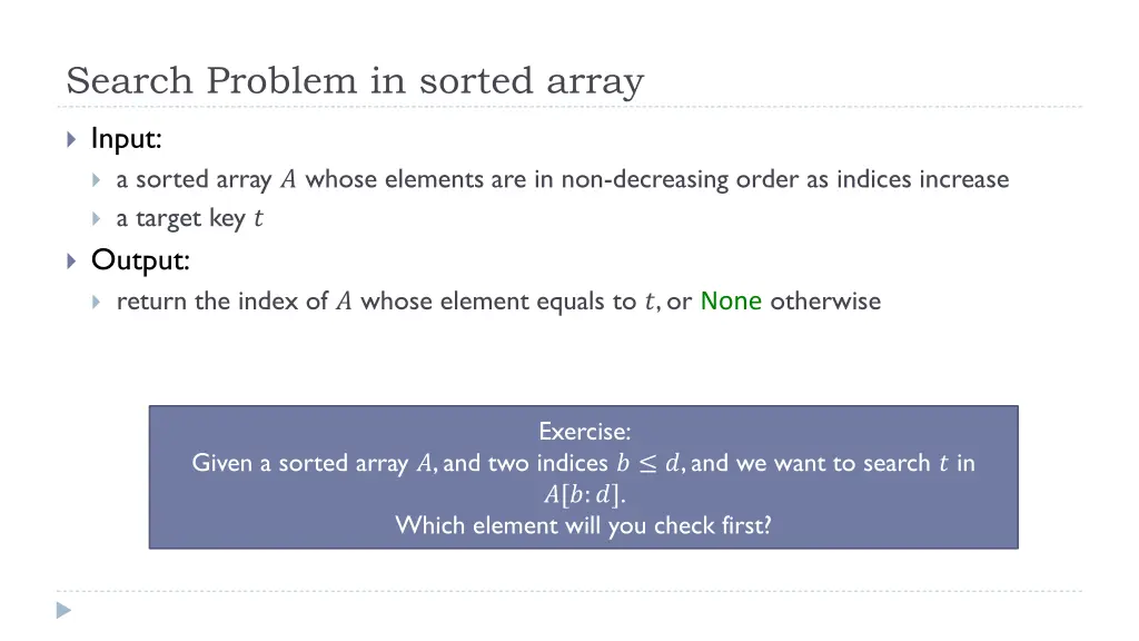 search problem in sorted array 1
