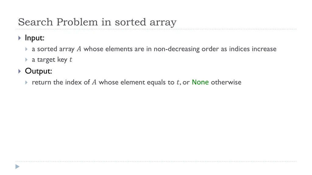 search problem in sorted array