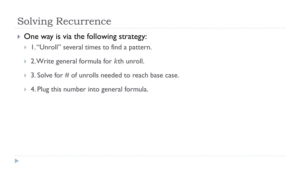 solving recurrence