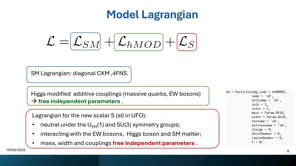 model lagrangian