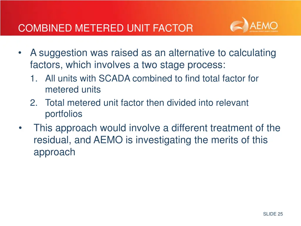 combined metered unit factor
