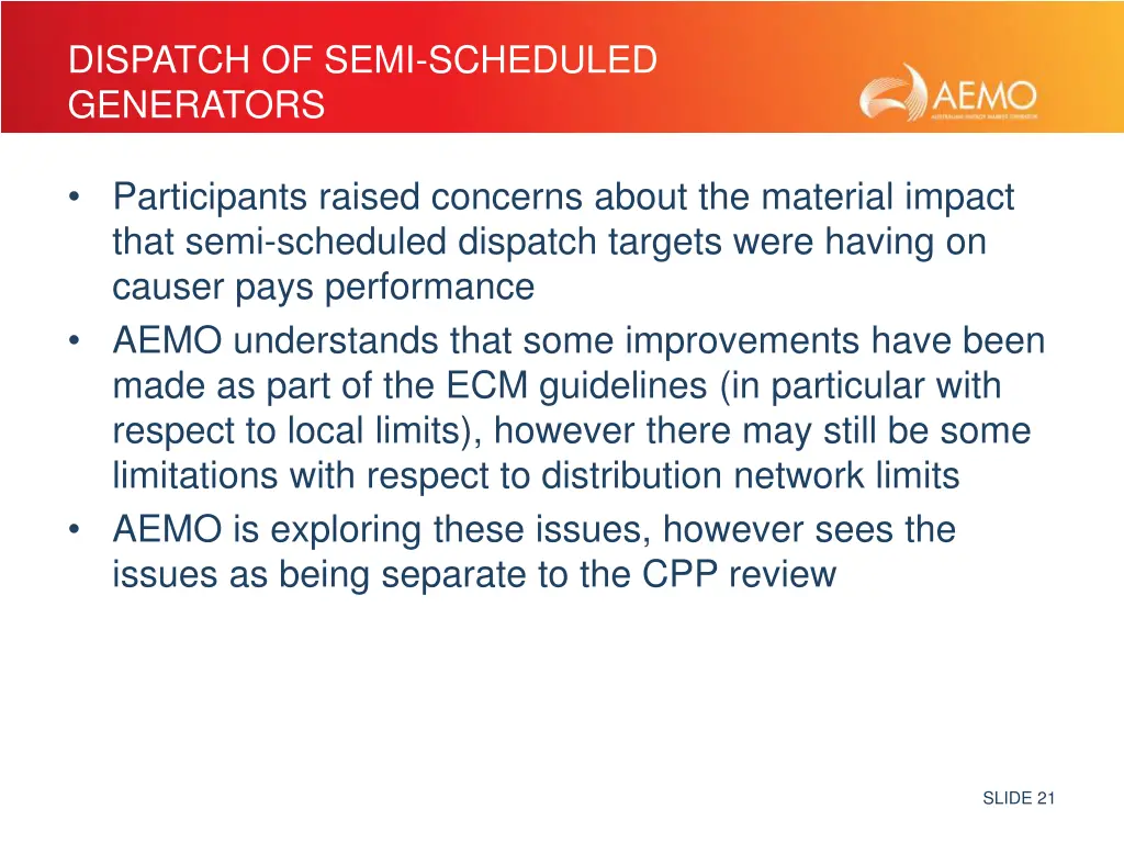 dispatch of semi scheduled generators