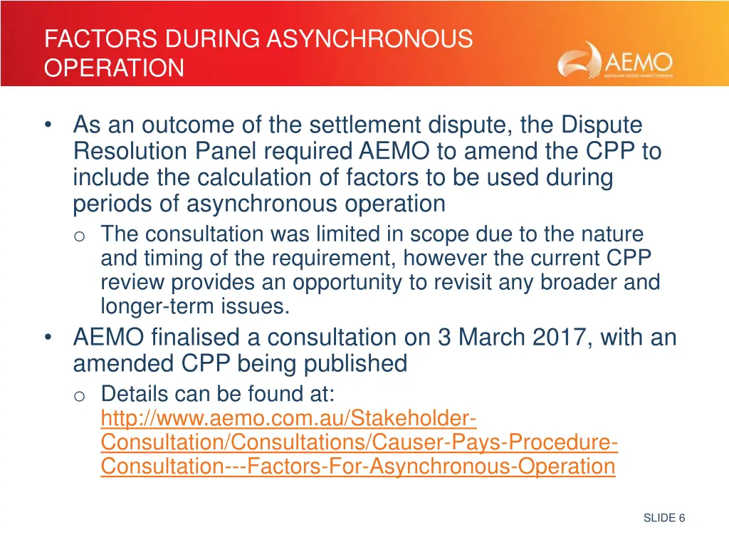 factors during asynchronous operation