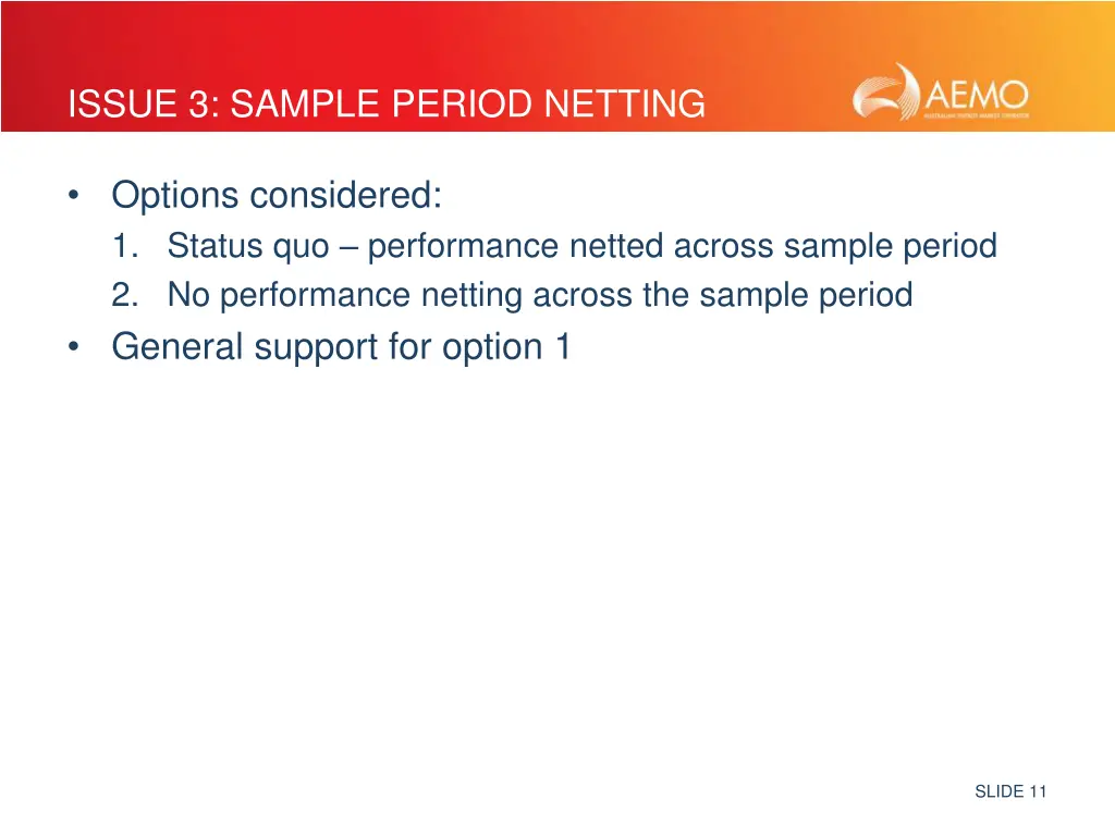 issue 3 sample period netting