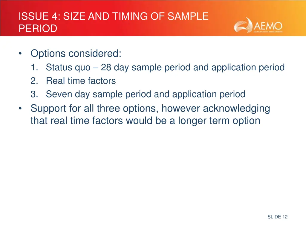 issue 4 size and timing of sample period