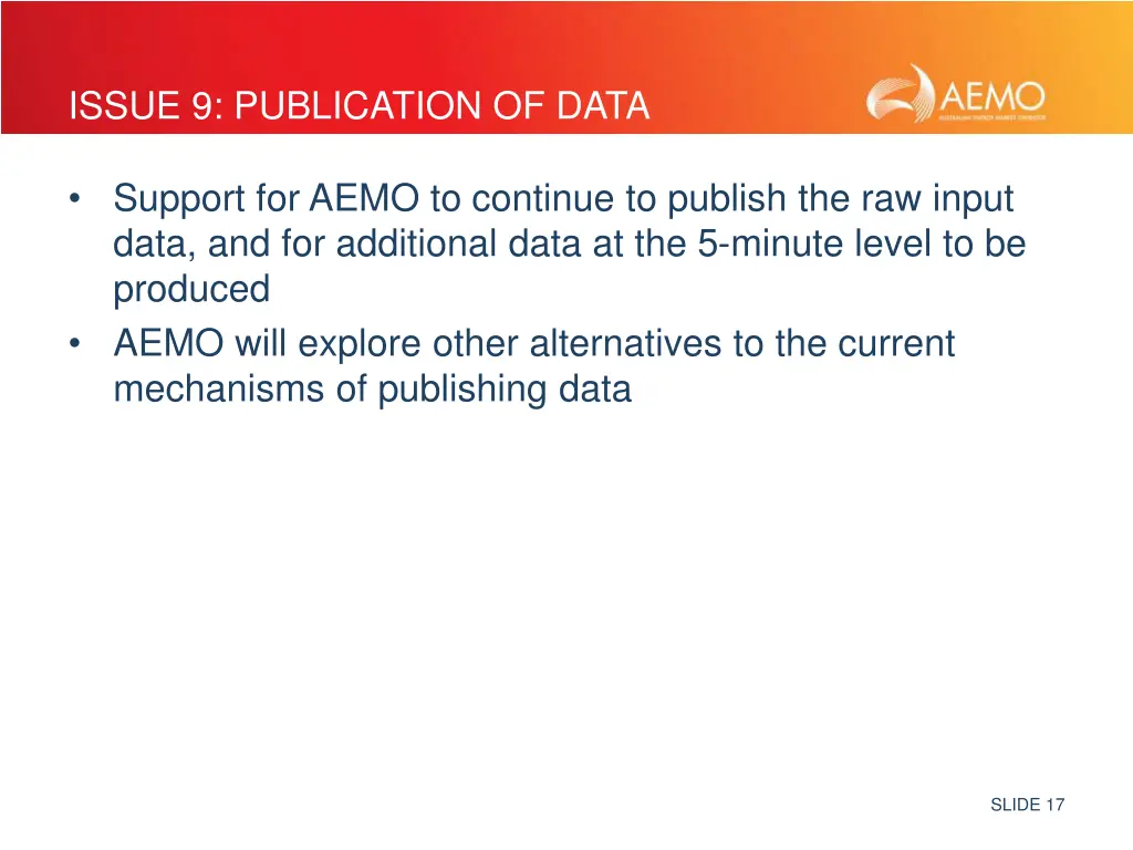 issue 9 publication of data