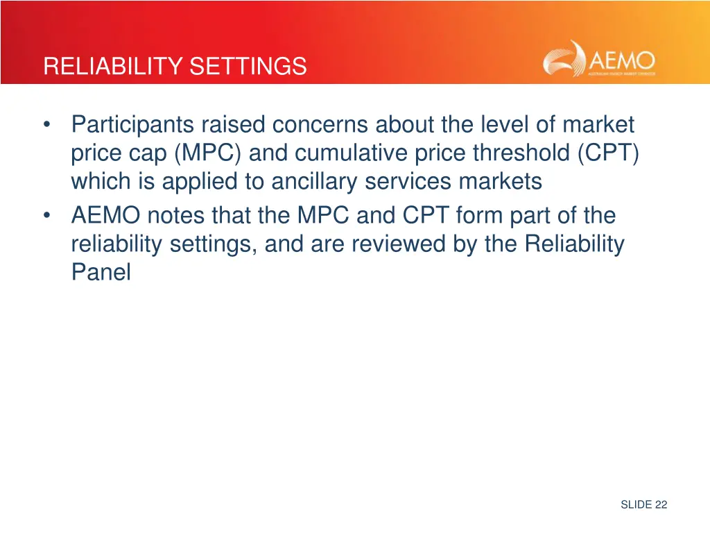 reliability settings