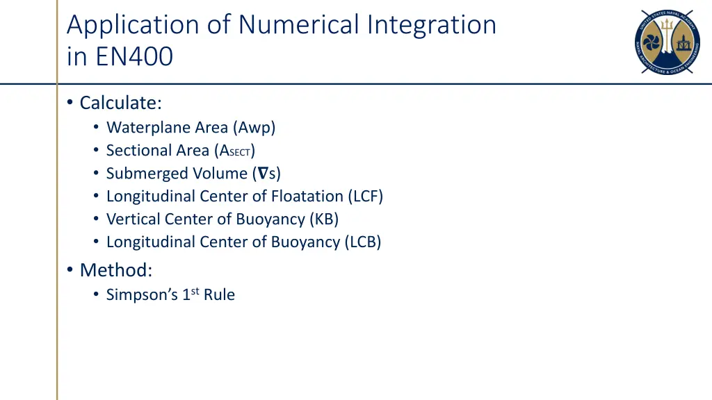application of numerical integration in en400