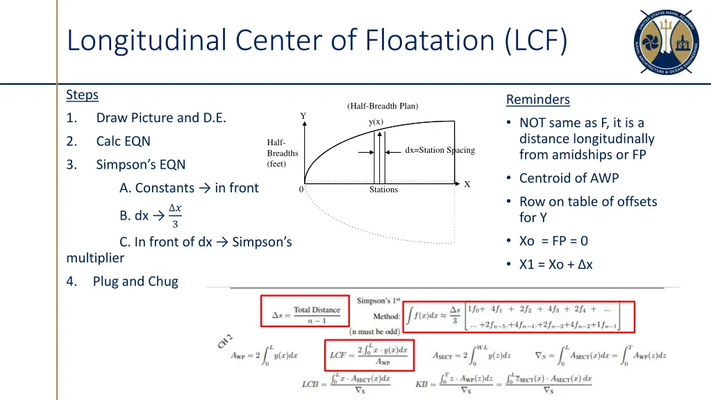 longitudinal center of floatation lcf 2