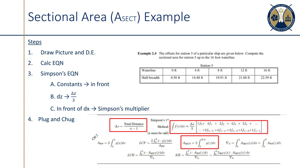 sectional area a sect example