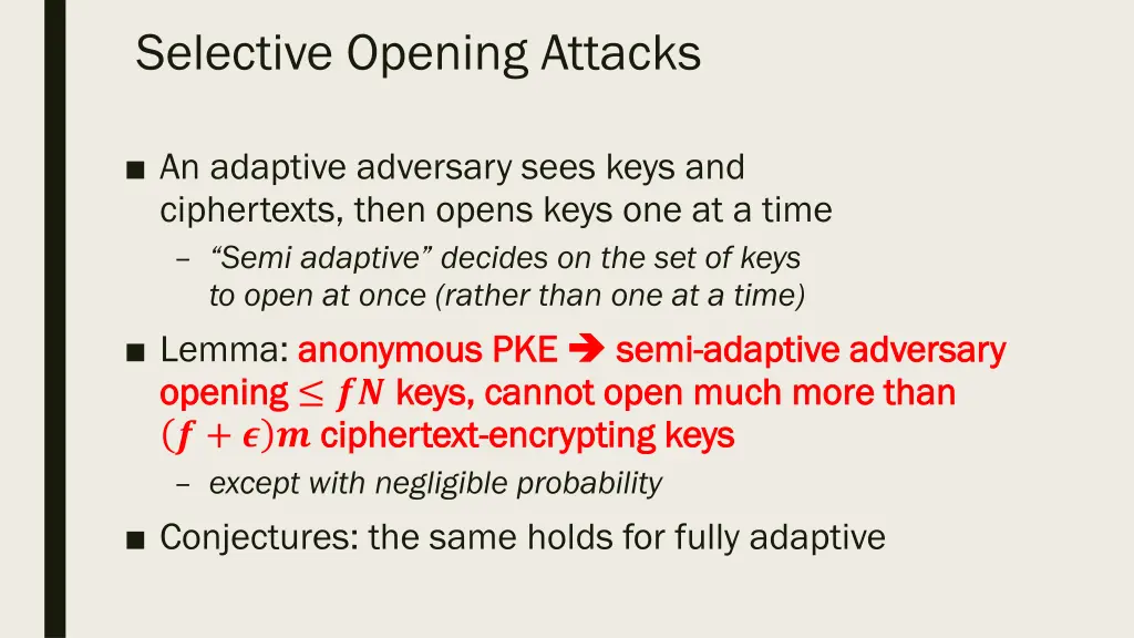 selective opening attacks 1