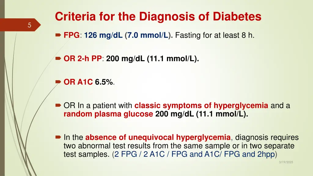 criteria for the diagnosis of diabetes
