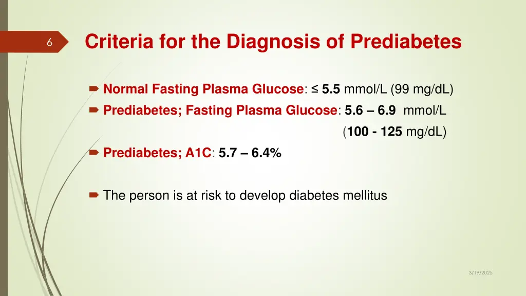 criteria for the diagnosis of prediabetes