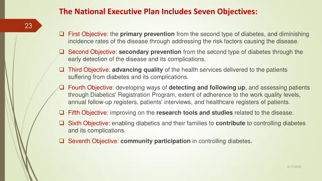 the national executive plan includes seven
