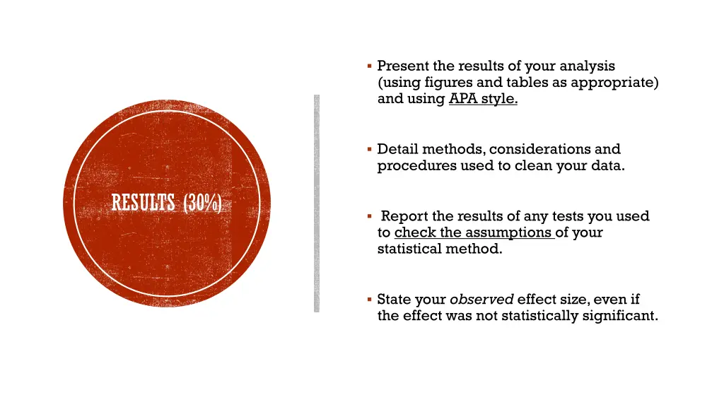 present the results of your analysis using