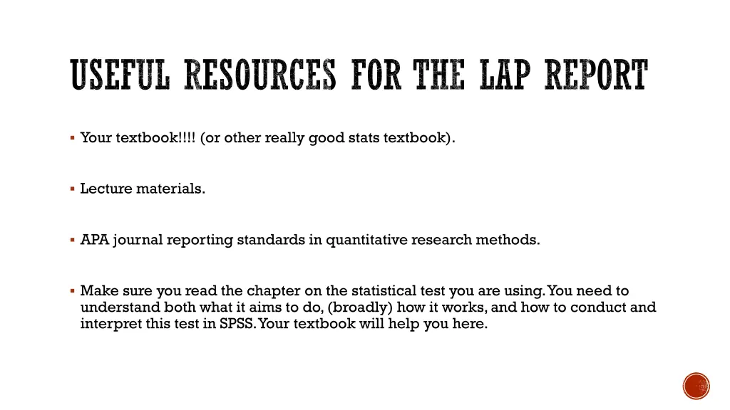 useful resources for the lap report