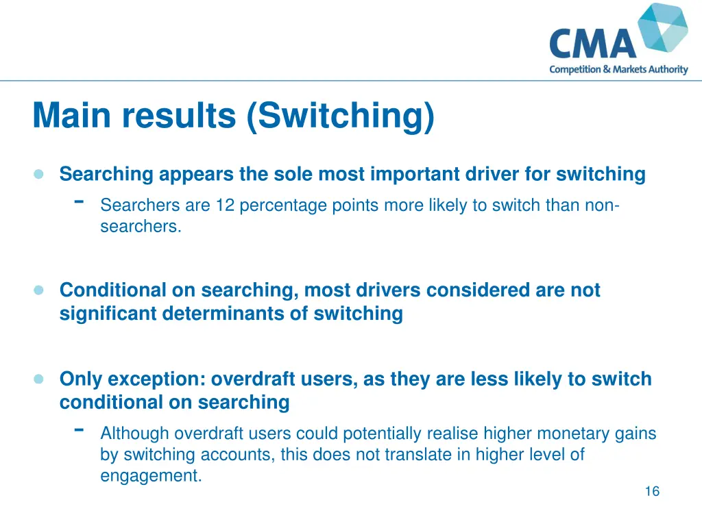 main results switching