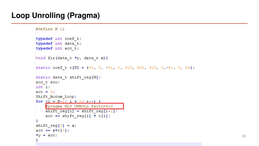 loop unrolling pragma