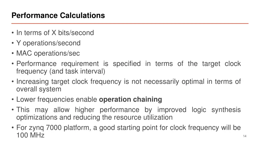 performance calculations