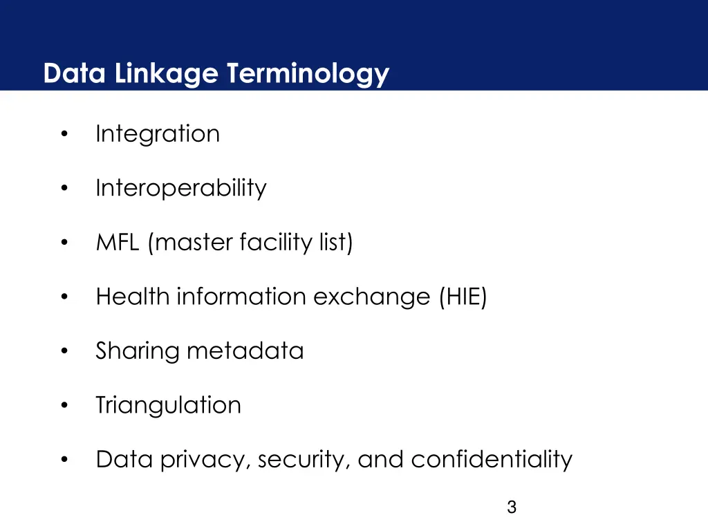 data linkage terminology
