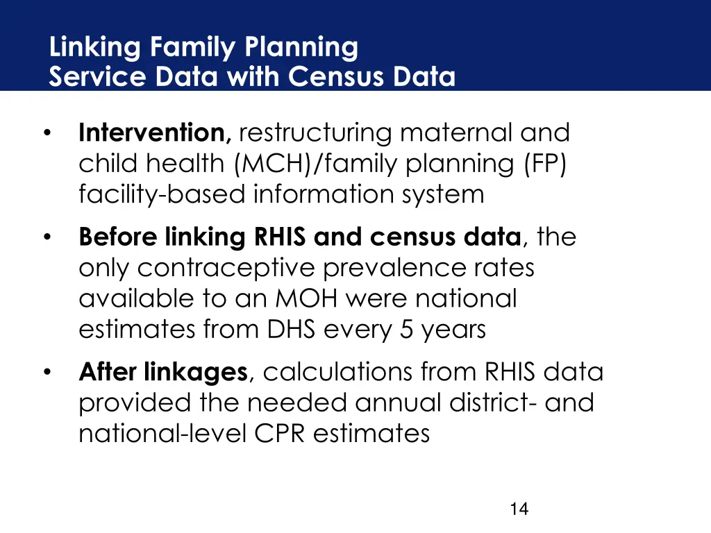 linking family planning service data with census
