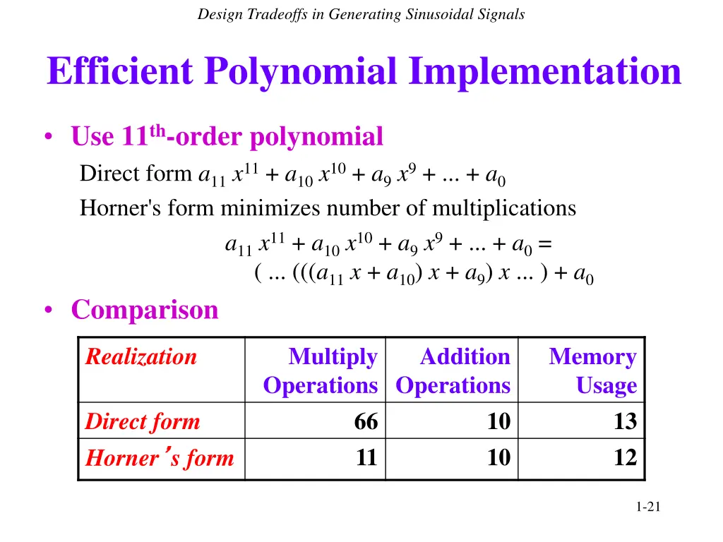 design tradeoffs in generating sinusoidal signals 1