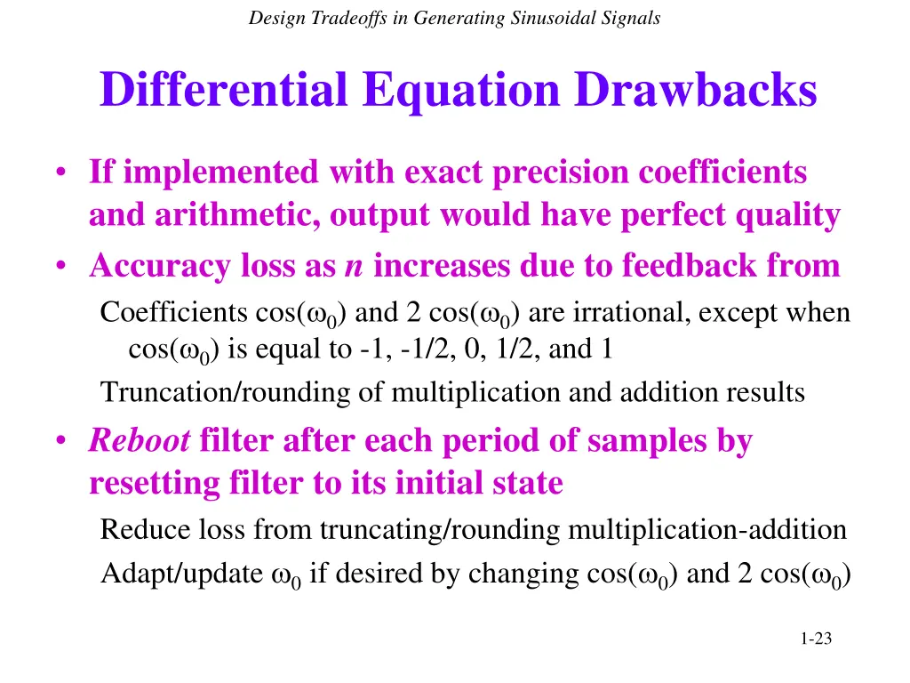 design tradeoffs in generating sinusoidal signals 3