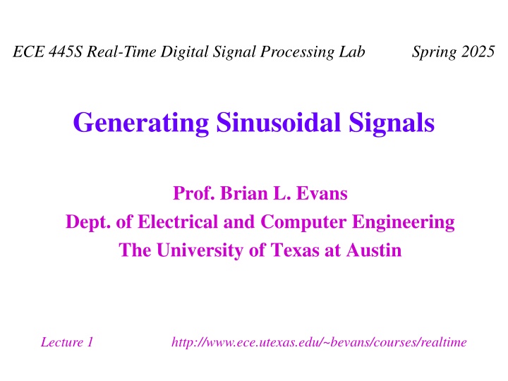 ece 445s real time digital signal processing