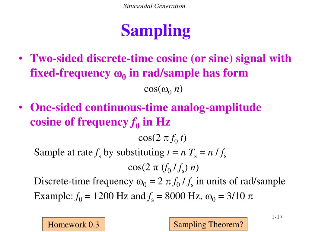 sinusoidal generation 1