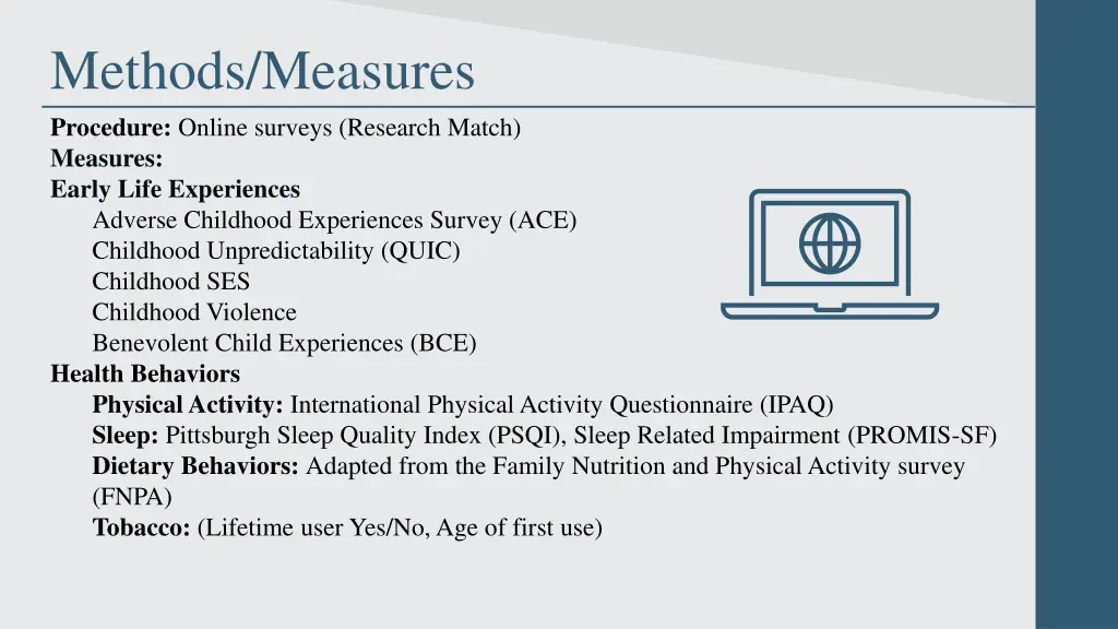 methods measures procedure online surveys