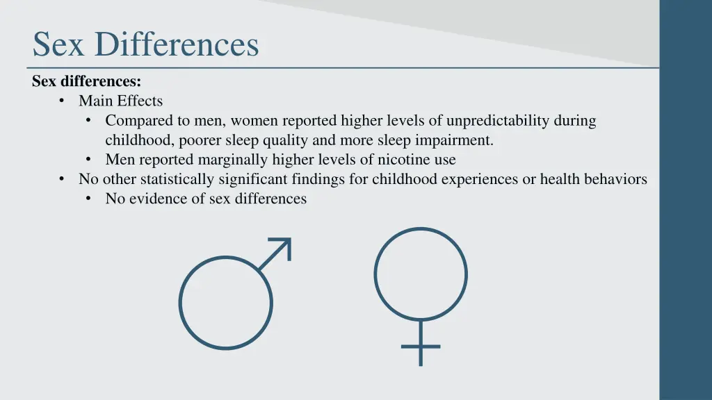 sex differences sex differences main effects