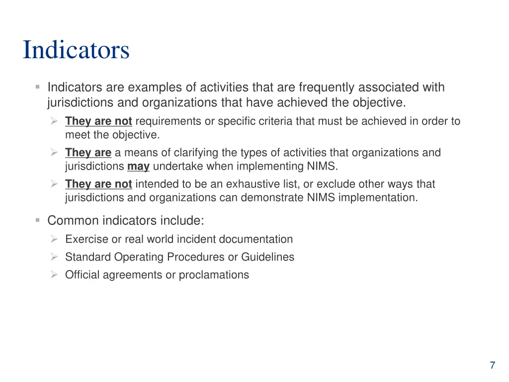 indicators