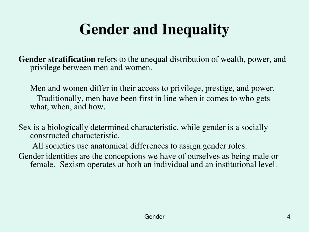 gender and inequality