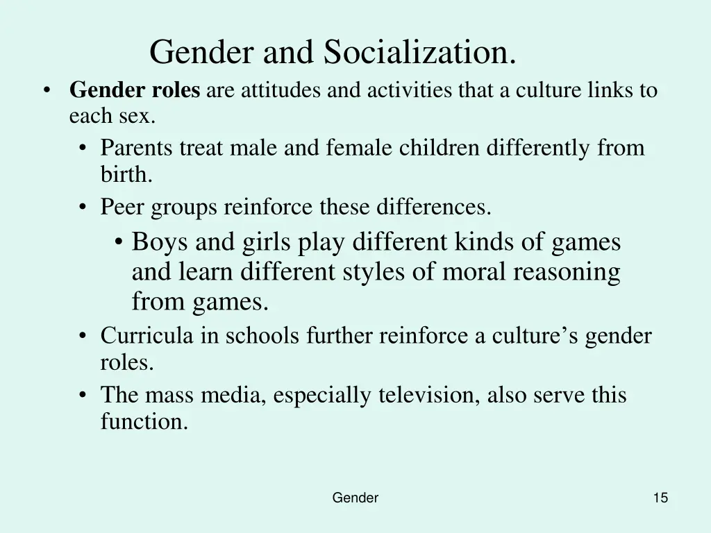 gender and socialization gender roles