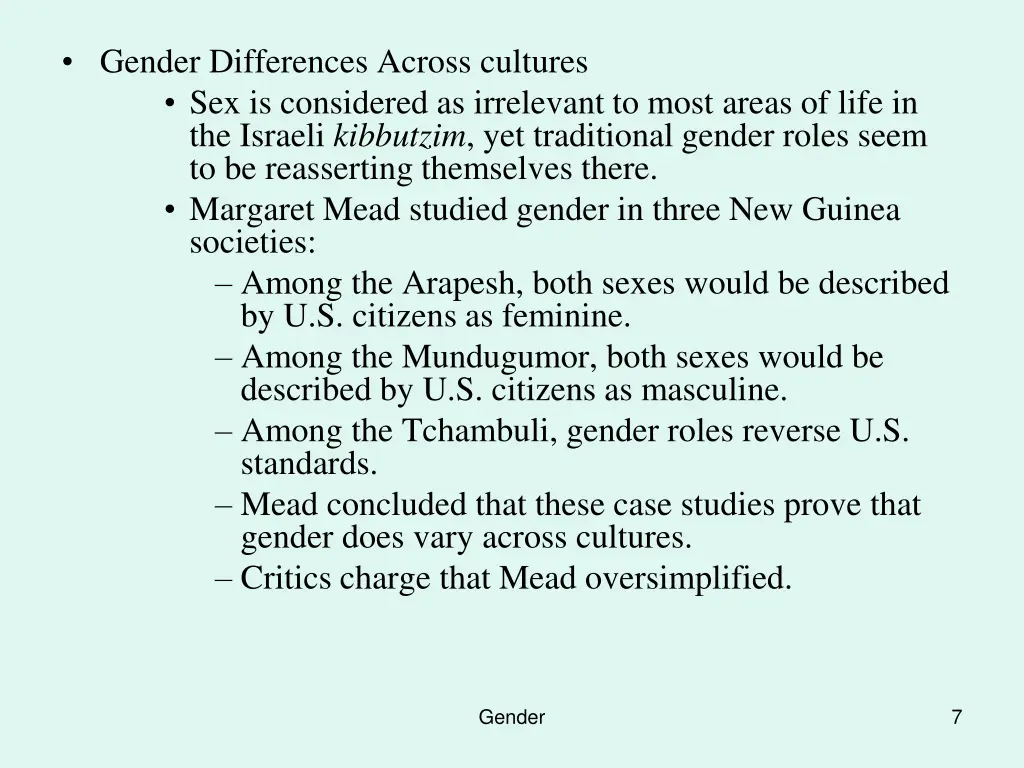 gender differences across cultures