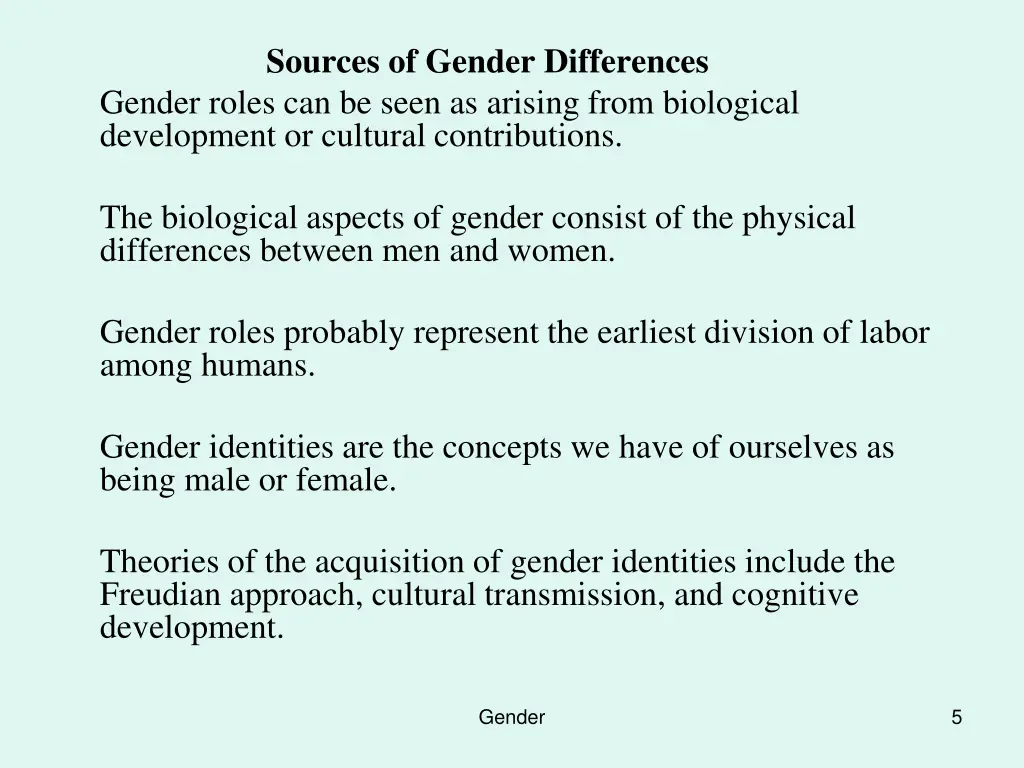 sources of gender differences gender roles