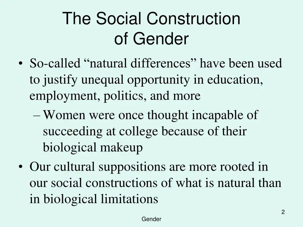 the social construction of gender
