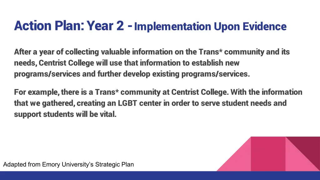action plan year 2 implementation upon evidence