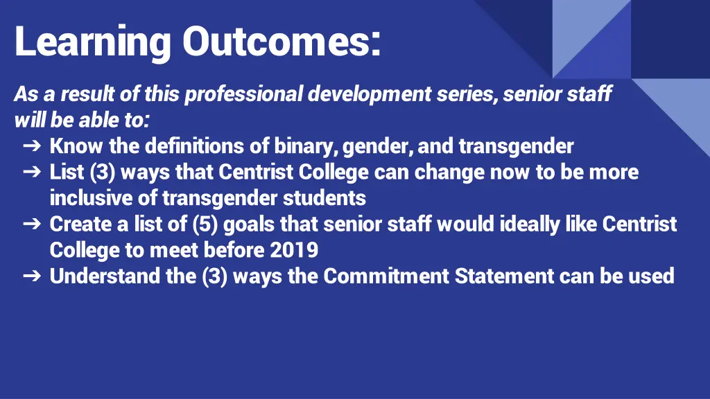 learning outcomes