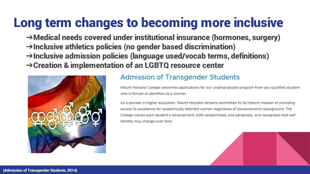 long term changes to becoming more inclusive