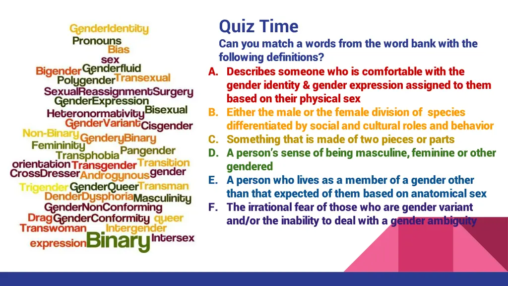 quiz time can you match a words from the word