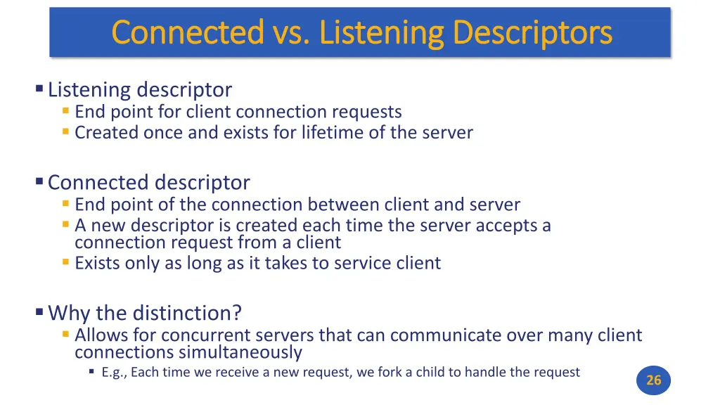 connected vs listening descriptors connected