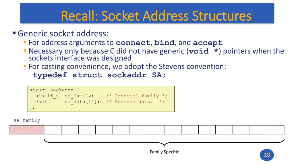 recall socket recall socket address structures