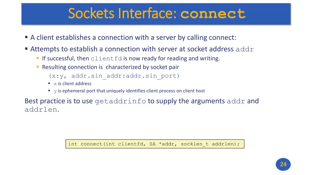 sockets interface sockets interface connect